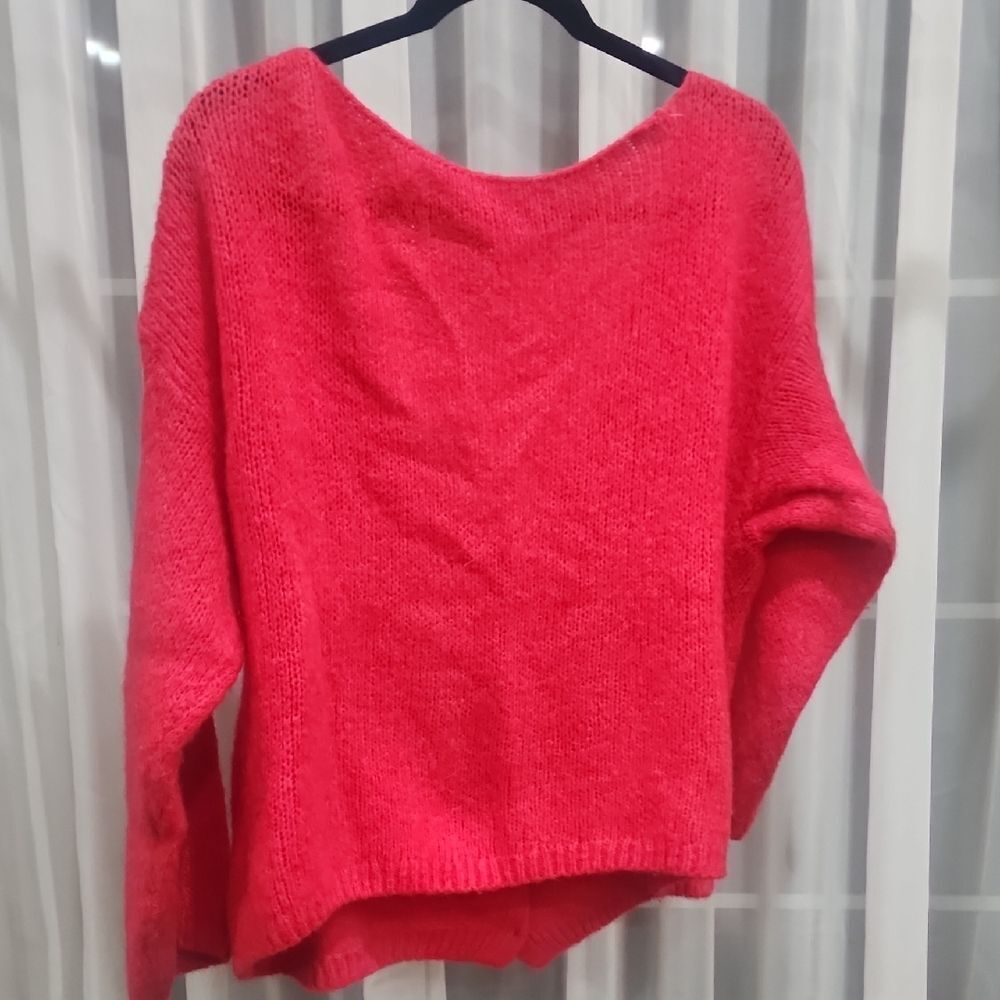 Red Button-Up Sweater - Picture 3 of 3